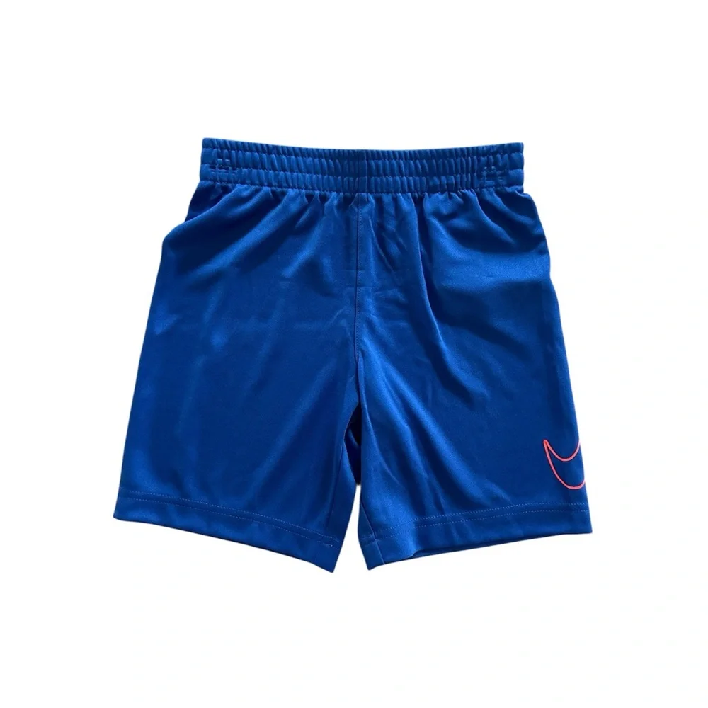 Nike Boys 2-Piece Dri-FIT Set Size 5 Blue Shorts White Logo Shirt Athletic NWT